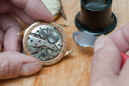 Detail of clock parts for restorationの写真素材