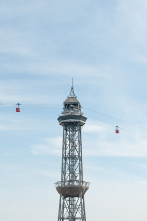 Overview of Barcelona from the cable carの写真素材