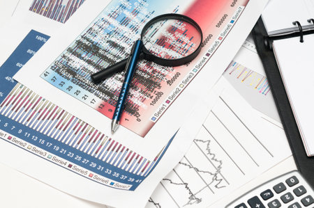 Numerical and graphical data simulating a financial studyの写真素材