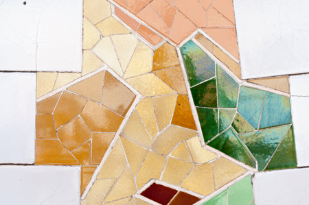 Detail of fireplace tiles and Antonio Gaudiの写真素材