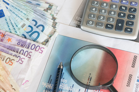 Numerical and graphical data simulating a financial studyの写真素材