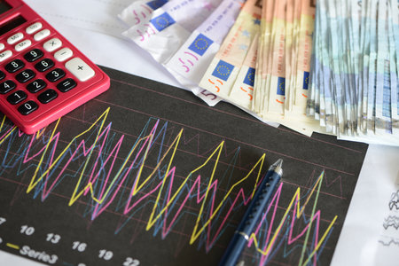 Numerical and graphical data simulating a financial studyの写真素材