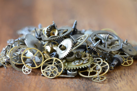 Detail of clock parts for restoration