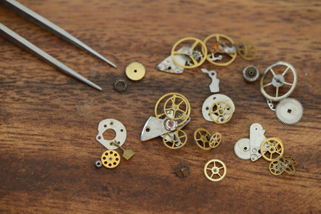 Detail of clock parts for restorationの写真素材