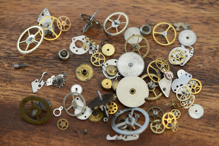 Detail of clock parts for restoration