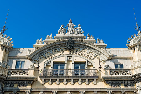 Detail of the facade of the Port of Barcelonaのeditorial素材