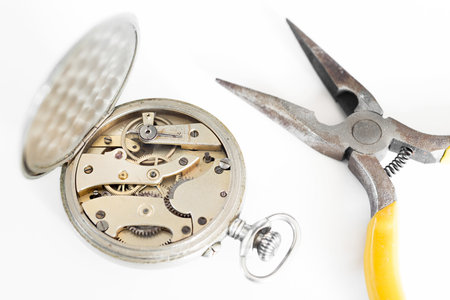 Detail of clock parts for restoration