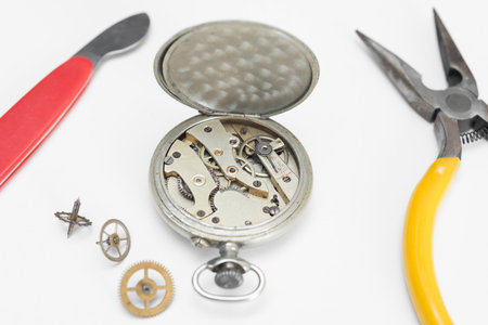 Detail of clock parts for restoration