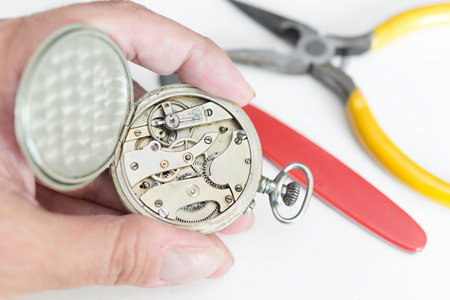 Detail of clock parts for restoration