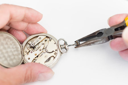 Detail of clock parts for restorationの写真素材