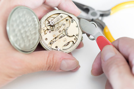 Detail of clock parts for restorationの写真素材