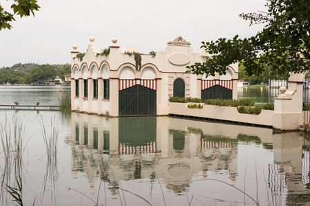 House at  Lake Banyoles in Girona (Spain)のeditorial素材