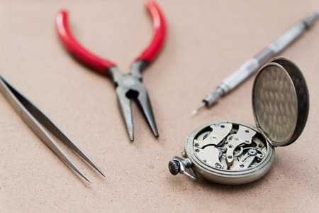Detail of clock parts for restoration