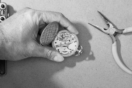 Detail of clock parts for restorationの写真素材