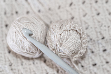 Detail of needles for crochet half