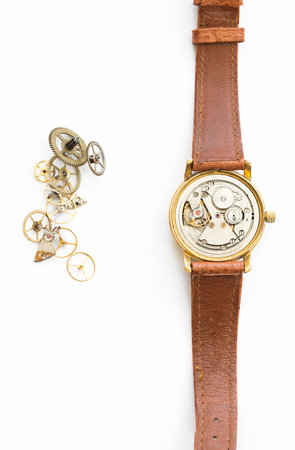 Detail of clock parts for restorationの写真素材