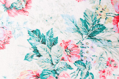 Old fabric for dresses with floral printsの写真素材
