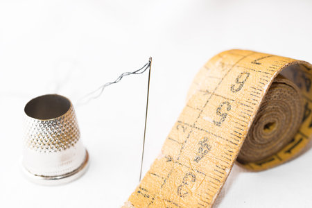 Detail Thimble, needle, tape measureの写真素材