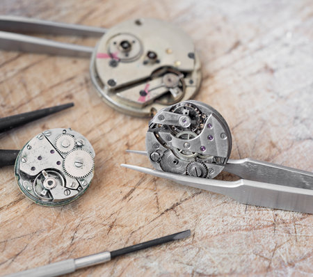 Details of watches and mechanisms for reparation, restoration and maintenanceの写真素材