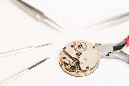 Details of watches and mechanisms for reparation, restoration and maintenanceの写真素材