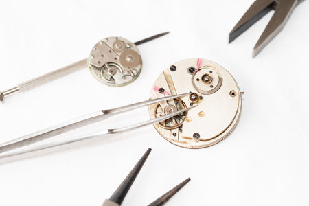 Detail of several clockworks dismantledの写真素材