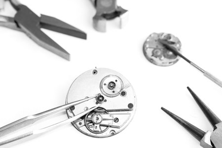 Detail of several clockworks dismantledの写真素材