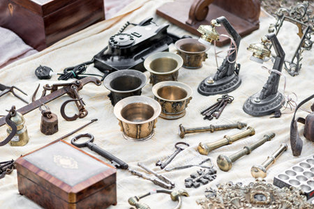 Decorative objects in Antiques Marketの写真素材