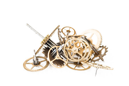 Detail of several clockworks dismantled