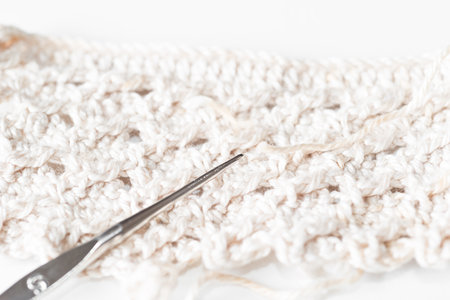 Crochet - weaving technique to work with yarn or stringの写真素材