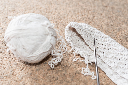 Crochet - weaving technique to work with yarn or stringの写真素材