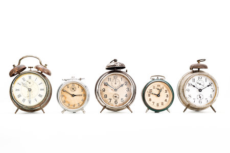 Several old alarm clocks for collectionの写真素材