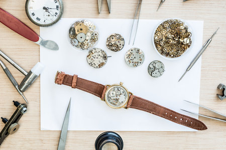 Details of watches and mechanisms for reparation, restoration and maintenanceの写真素材