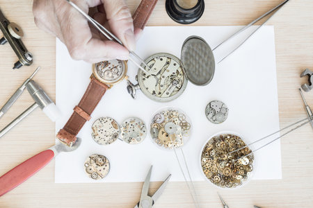 Details of watches and mechanisms for reparation, restoration and maintenanceの写真素材