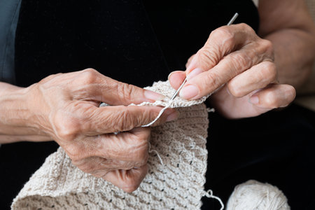 Crochet - weaving technique to work with yarn or stringの写真素材