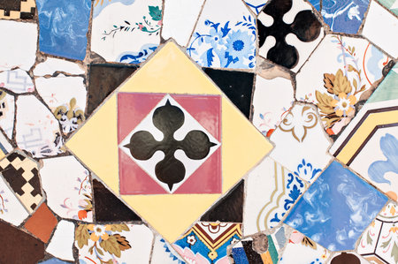 Typical mosaic of pieces of Antoni Gaudi