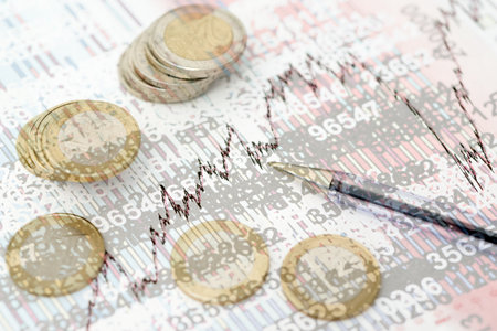 Numerical and graphical data simulating a financial studyの写真素材