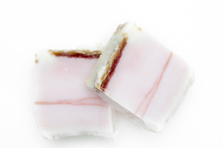 Detail of a piece of special salted bacon to make brothの写真素材