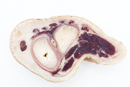 Detail of a special cured ham bone for broth