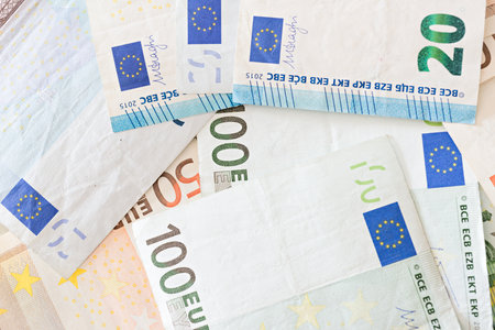 Detail of banknotes of the European Unionの写真素材