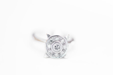 Details of a platinum and diamond ringの写真素材