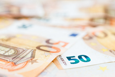 Detail of banknotes of the European Union