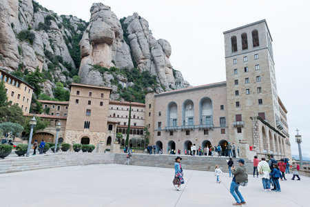 Benedictine monastery of Montserrat (Catalunya-Spain). Belonging to the region of Bages (Barcelona province) at a height of 720 meters above sea level. March 2017のeditorial素材