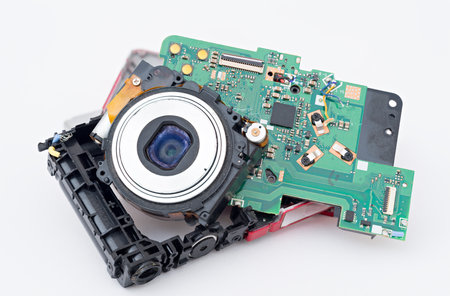 Dismantling of digital cameras for recyclingの写真素材