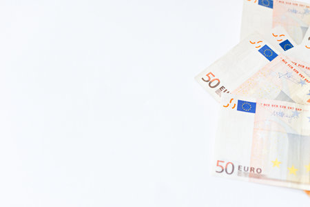 Detail of banknotes of the European Union