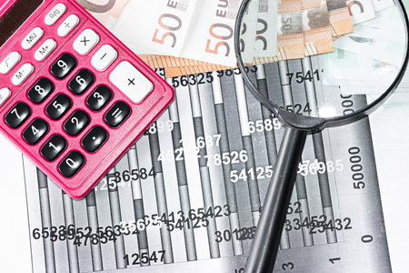 Simulation of graphs and financial studies with money from the European Unionの写真素材