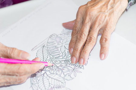 Elderly person doing exercise for the mindの写真素材