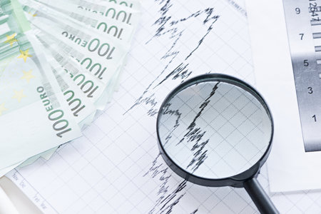 Simulation of graphs and financial studies with money from the European Unionの写真素材