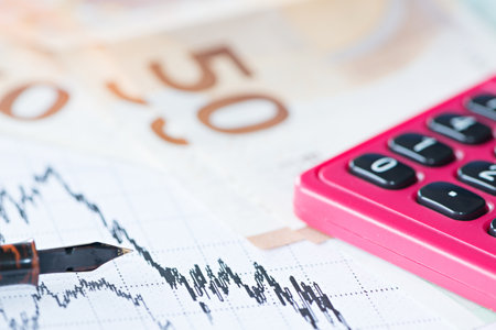 Simulation of graphs and financial studies with money from the European Unionの写真素材