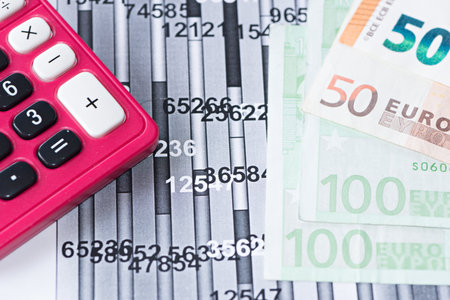 Simulation of graphs and financial studies with money from the European Unionの写真素材