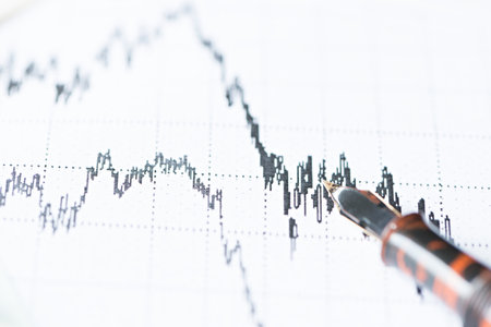 Simulation of graphs and financial studies with money from the European Unionの写真素材